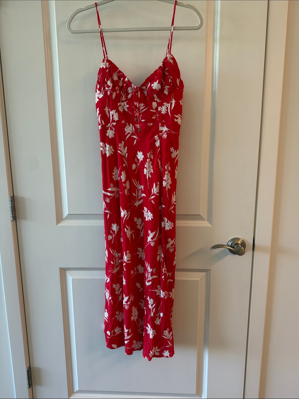 Hello Molly Red Floral Dress with White Blossom Print